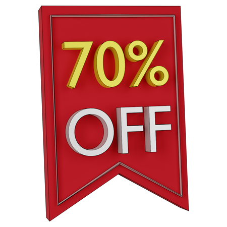 70 Percent Discount Tag 3D Illustration