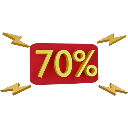 70 Percent Discount Tag  3D Illustration