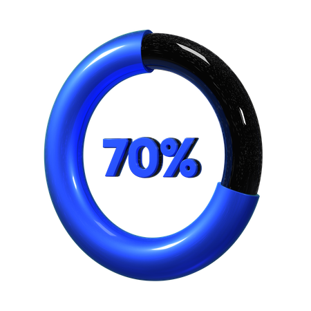 70 Percent Pie Chart  3D Illustration