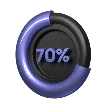 70 Percent Pie Chart  3D Illustration