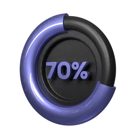 70 Percent Pie Chart  3D Illustration