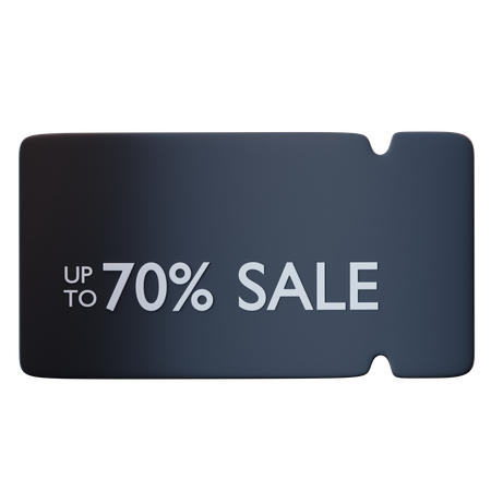 70 Percentage Voucher Discount  3D Icon