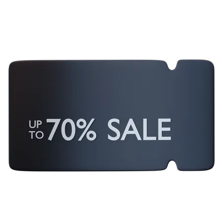 70 Percentage Voucher Discount  3D Icon