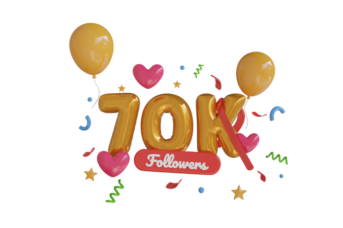 70K Follower  3D Icon