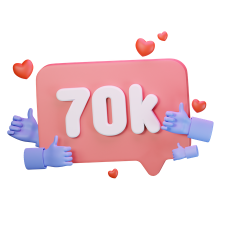 70K Love Like Followers  3D Icon