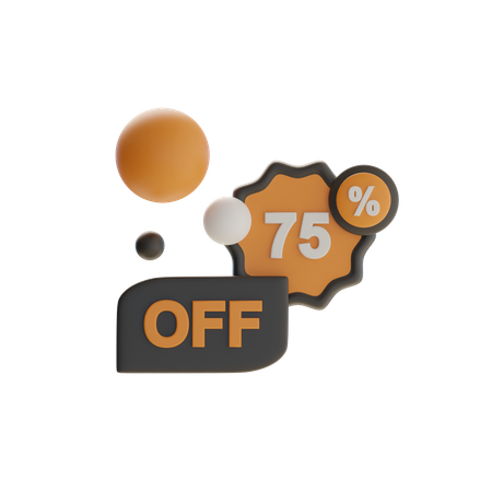 75 Discount Badge  3D Icon
