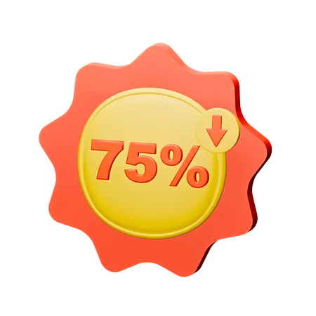 75% Discount Badge  3D Icon