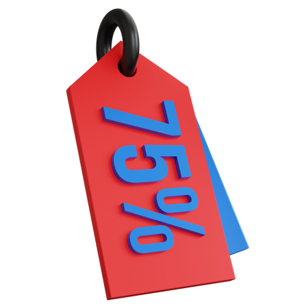 75 Discount Tag 3D Icon