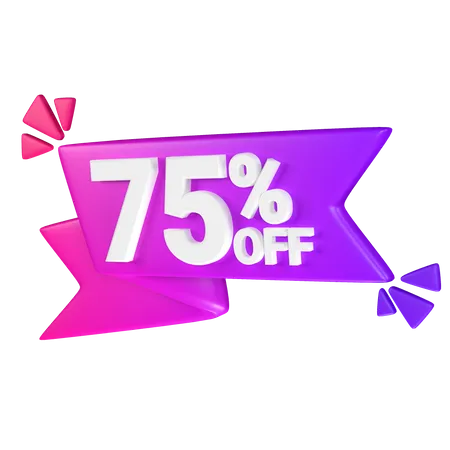 75% Discount Tag  3D Icon