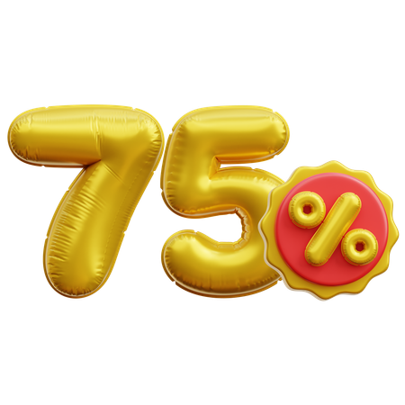 75 Percent  3D Icon