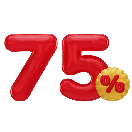 75 Percent Discount  3D Icon