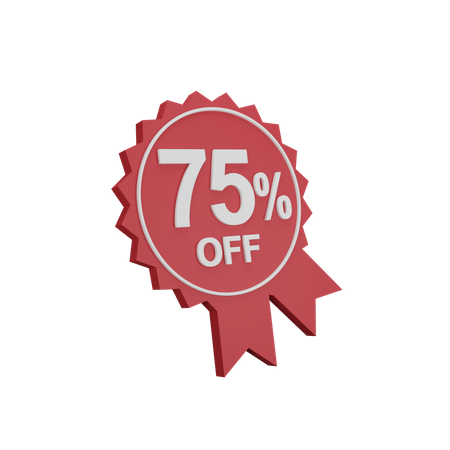 75 Percent Discount Badge  3D Icon