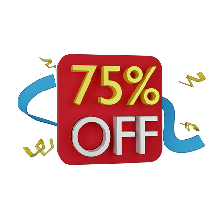 75 Percent Discount Tag  3D Icon