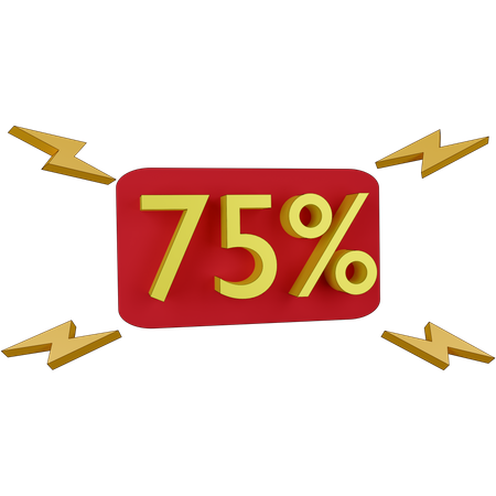 75 Percent Discount Tag  3D Illustration