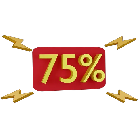 75 Percent Discount Tag  3D Illustration