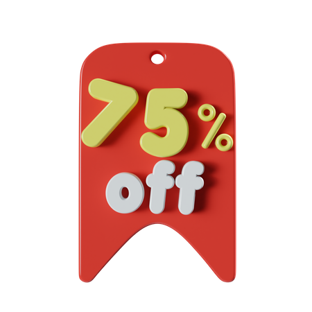 75 Percent Off  3D Icon