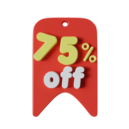 75 Percent Off  3D Icon