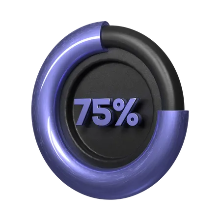 75 Percent Pie Chart  3D Illustration