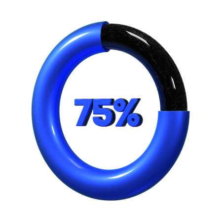 75 Percent Pie Chart  3D Illustration