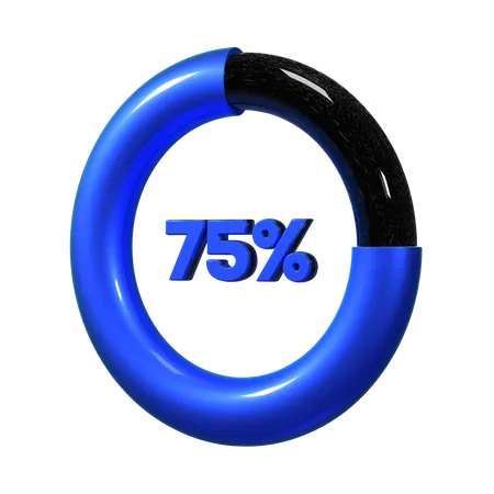 75 Percent Pie Chart  3D Illustration