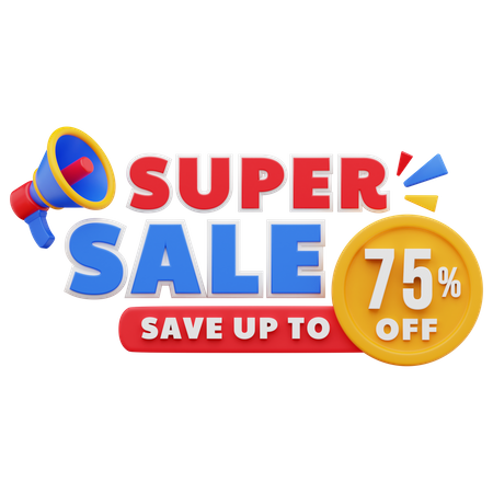 75 Percent Super Sale 3D Illustration