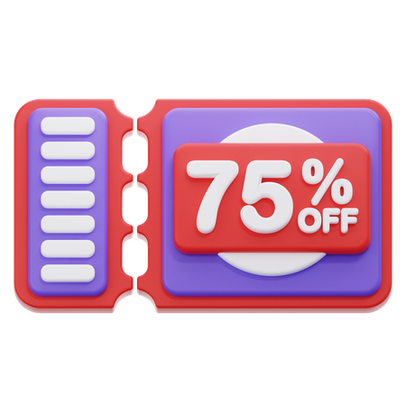 75 Percentage Off Coupon  3D Icon