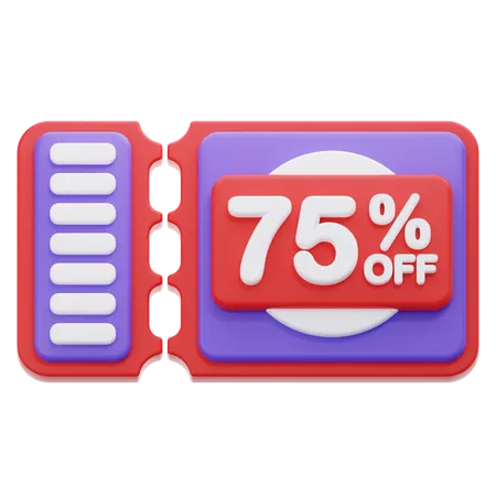 75 Percentage Off Coupon  3D Icon
