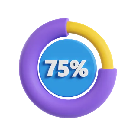 75 Percentage Progress  3D Icon