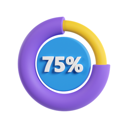 75 Percentage Progress  3D Icon