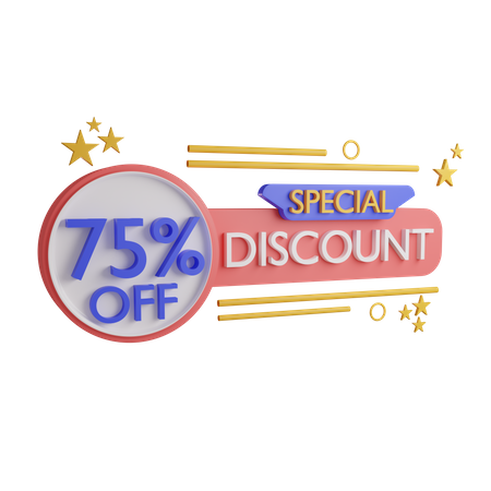 75 Percentage Sales Offer  3D Icon
