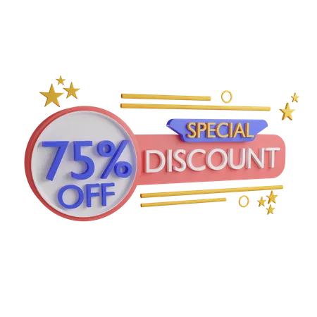 75 Percentage Sales Offer 3D Icon