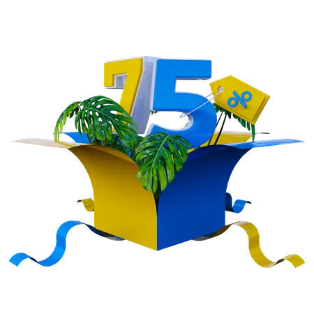 75 por ciento de descuento  3D Illustration