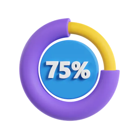 75 Prozent Fortschritt  3D Icon