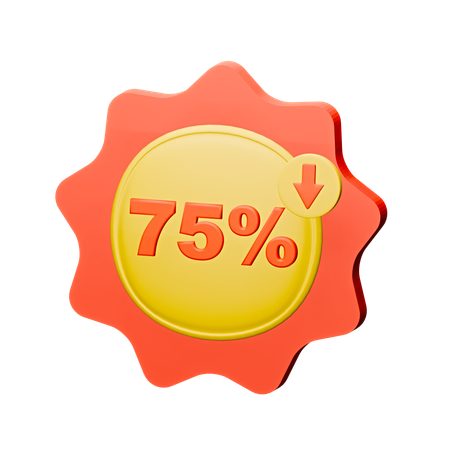 75 % Rabatt-Abzeichen  3D Icon