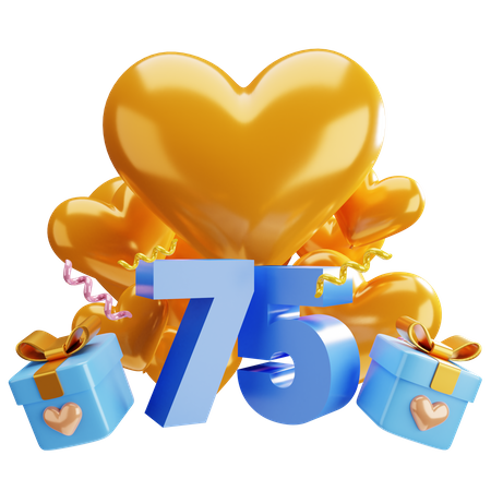 75th anniversary  3D Illustration