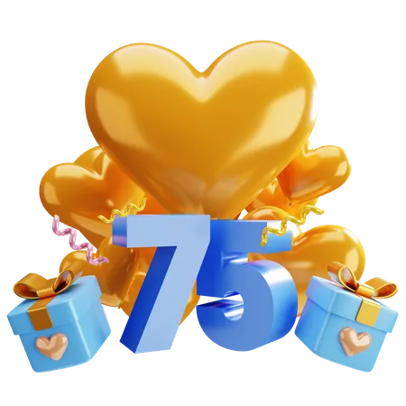 75th anniversary  3D Illustration