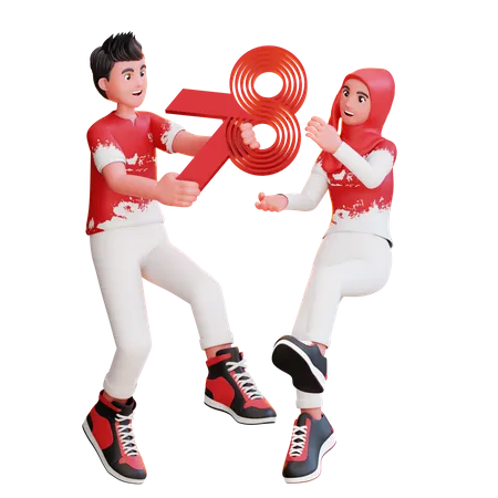 78th Indonesian Independence Day  3D Illustration