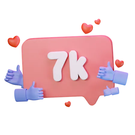 7K Love Like Followers  3D Icon