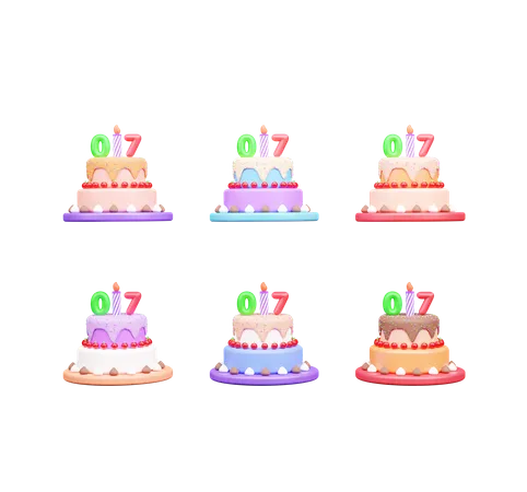 7th Birthday Cake  3D Icon