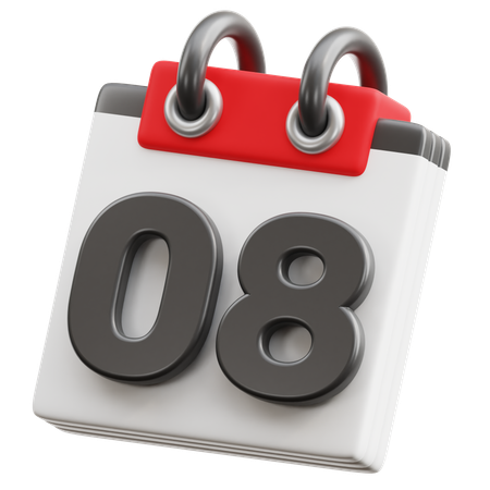 달력 날짜 8  3D Icon