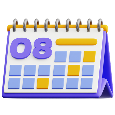 달력 날짜 8  3D Icon