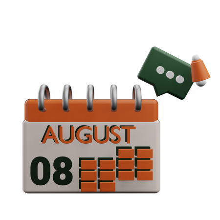 8 august  3D Icon