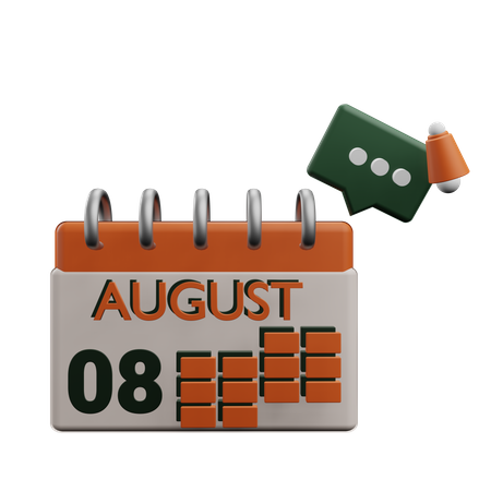 8 august  3D Icon