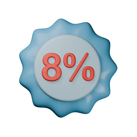 Selo de desconto de 8%  3D Icon