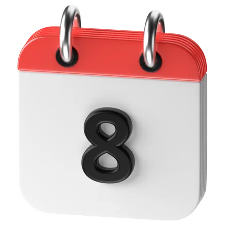 8 Date  3D Icon