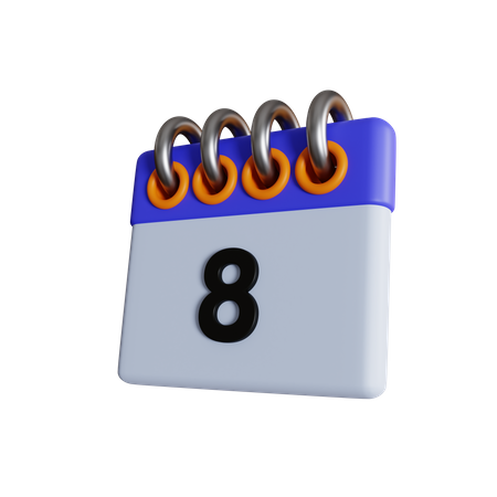 8 Date  3D Icon