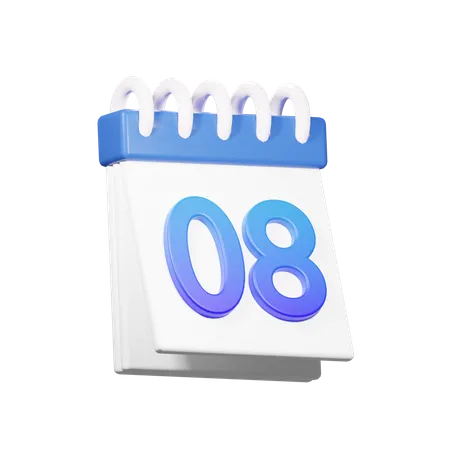 8 Date  3D Icon