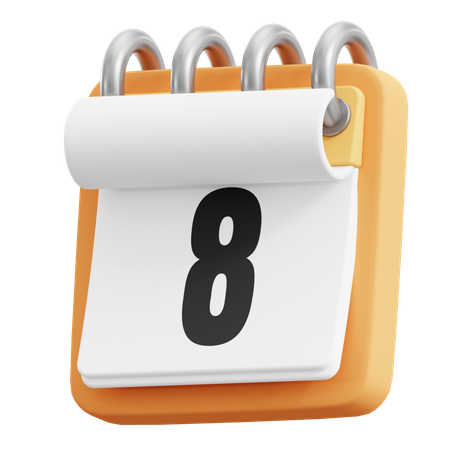 8 Date  3D Icon