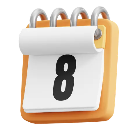 8 Date  3D Icon