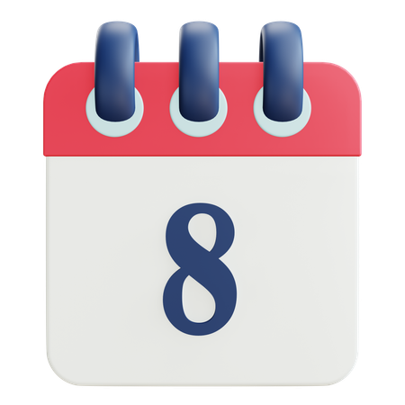 8 Date  3D Icon